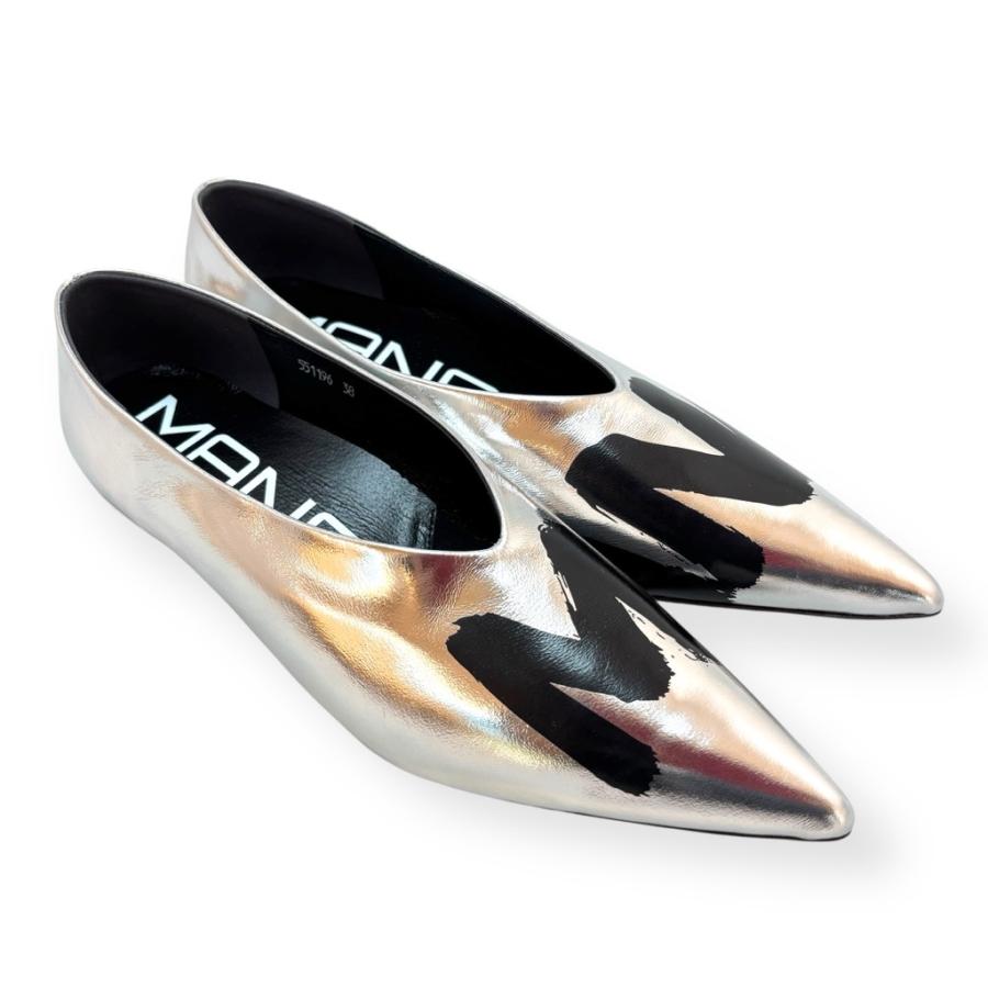 MANA 2025秋冬新作 マナ パンプス ロゴ ポインテッド トゥ 本革