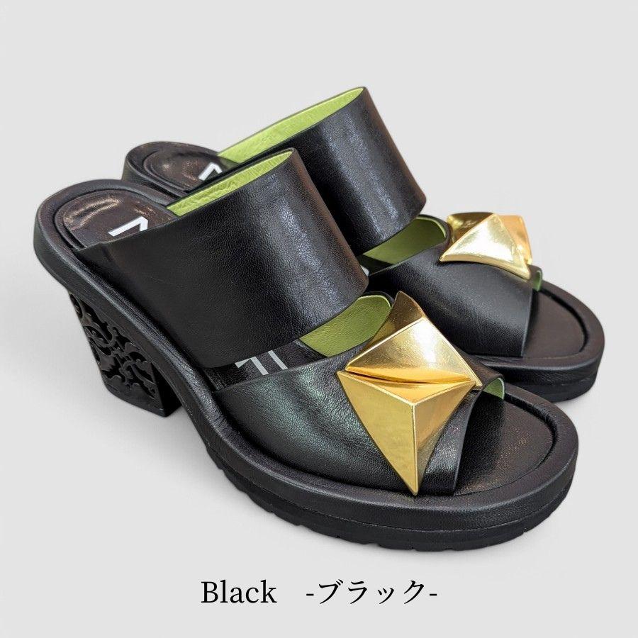 MANA（マナ） ミュール サンダル レリーフヒール 本革 靴 552184 : あかい靴 - 通販 - Yahoo!ショッピング