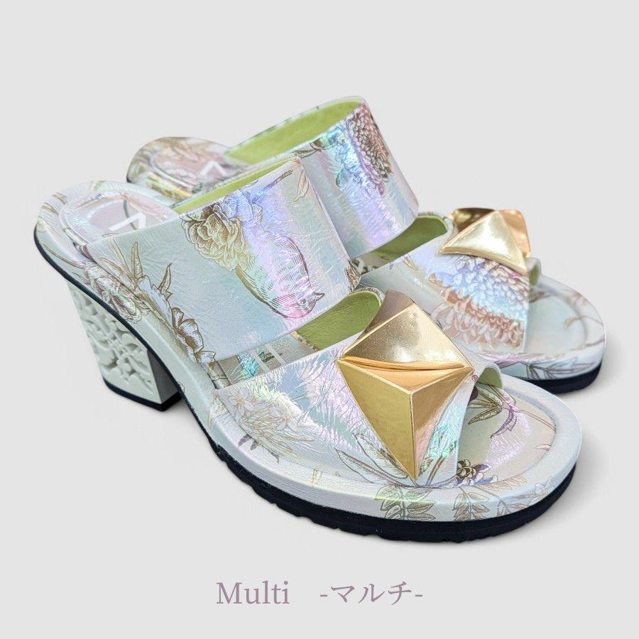 MANA（マナ） ミュール サンダル レリーフヒール 本革 靴 552184 : あかい靴 - 通販 - Yahoo!ショッピング