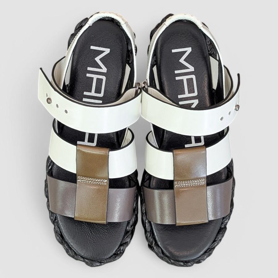 MANA（マナ） ジュート サンダル カラーコンビ 厚底 本革 靴 552191