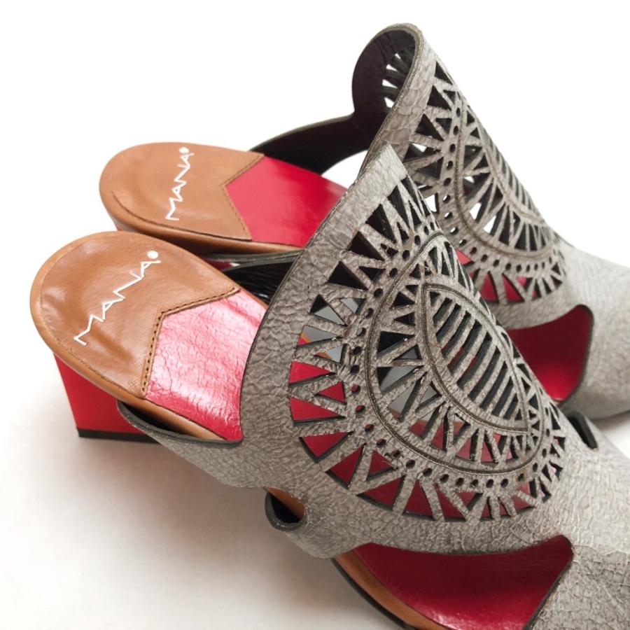2023春夏再入荷 MANA マナ ミュール サンダル レーザーカット 靴