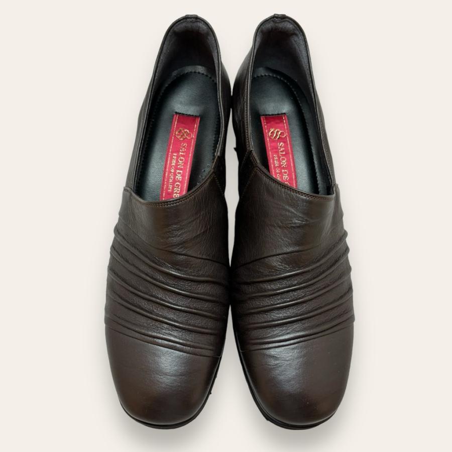 【極美品】SALON DE GRES　サロンドグレー　パンプス　コンフォート 極美品✨SALON DE GRES サロンドグレー 4E サイドレース 茶 23