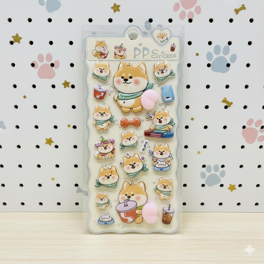 おしり シリーズ PP ステッカー 5種類 PPステッカー ぷにぷにシール お尻シール 柴犬 シールシート 1枚入り