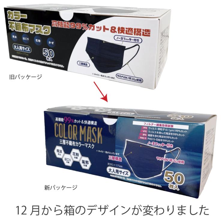 メール便対応・・1箱) カラーマスク (ネイビー) 50枚 レギュラーサイズ