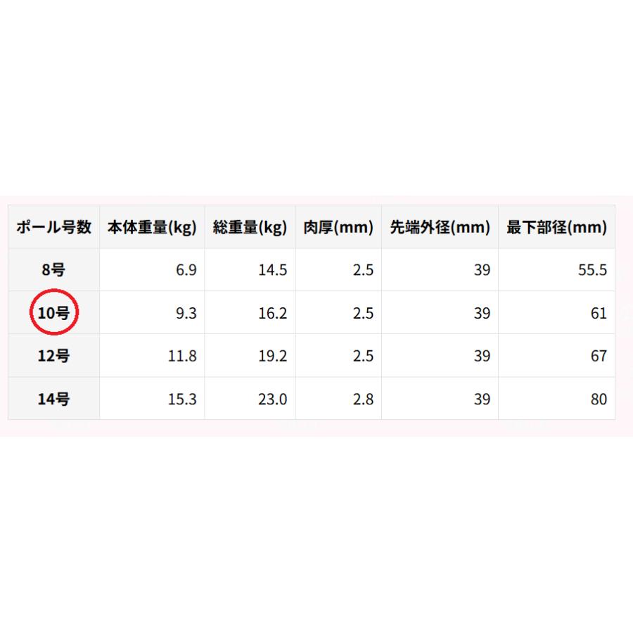 5メートル鯉のぼり用ポール Wパイル強力肉厚型ポール10メートル 2本杭で安心・組立簡単 5M鯉のぼりセット用の10Mポール 補助ロープ付き アルミ軽合金製の画像
