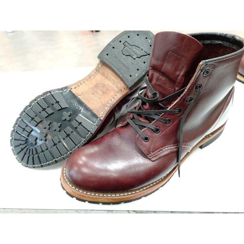 靴修理 ビブラム2333ハーフソール ヒールそのまま ブーツ修理 レッド