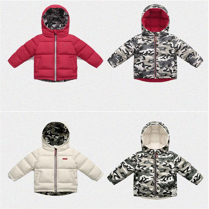 リバーシブル 高レビュー 迷彩 ダウンコート キッズ コート ダウン