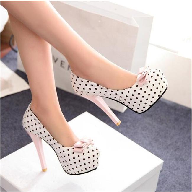 12cmUP 走れる ドット柄 ハイヒール レディース パンプス 美脚