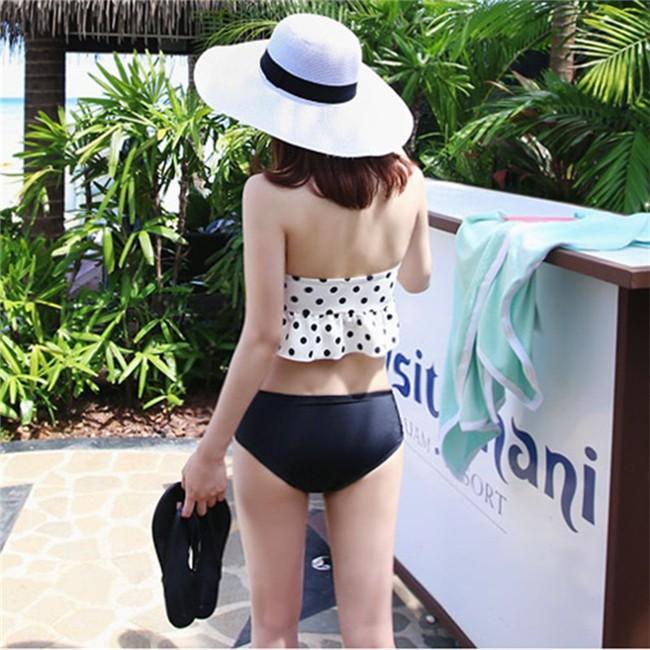 ２点セット 水着 タンキニ ブラック ドット柄 ビキニ sexy水玉ドット柄 水着 レディース 体型カバー ビキニ 2点セット