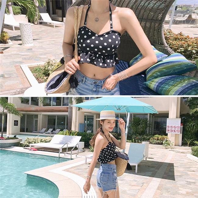 sexy水玉ドット柄 水着 レディース 体型カバー ビキニ 2点セット