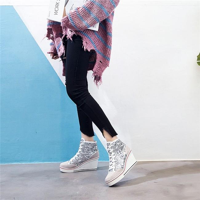 スパンコール キラキラ 大きいサイズ 22cm 26 5cm インヒール スニーカー レディース 8cmヒール ウェッジソール キャンバス カジュアル 身長靴 女 美脚 赤字覚悟 Nxfbx アカルイ市場 通販 Yahoo ショッピング