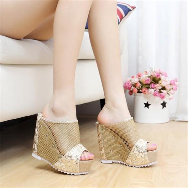 夏サンダル 10cmUP レース ミュールレディース シューズ 厚底
