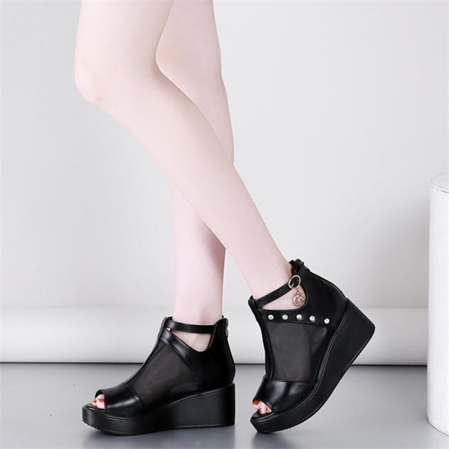 大きいサイズ レディース サンダル 厚底 シースルー メッシュ サマー