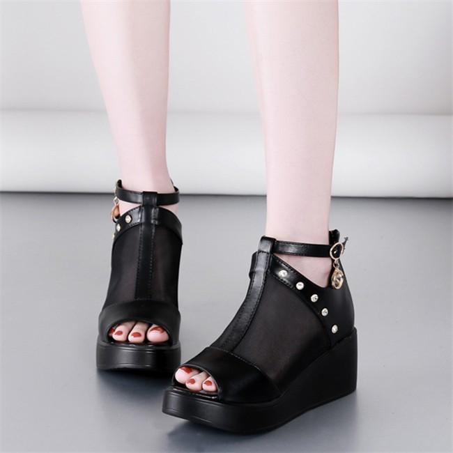 大きいサイズ レディース サンダル 厚底 シースルー メッシュ サマー