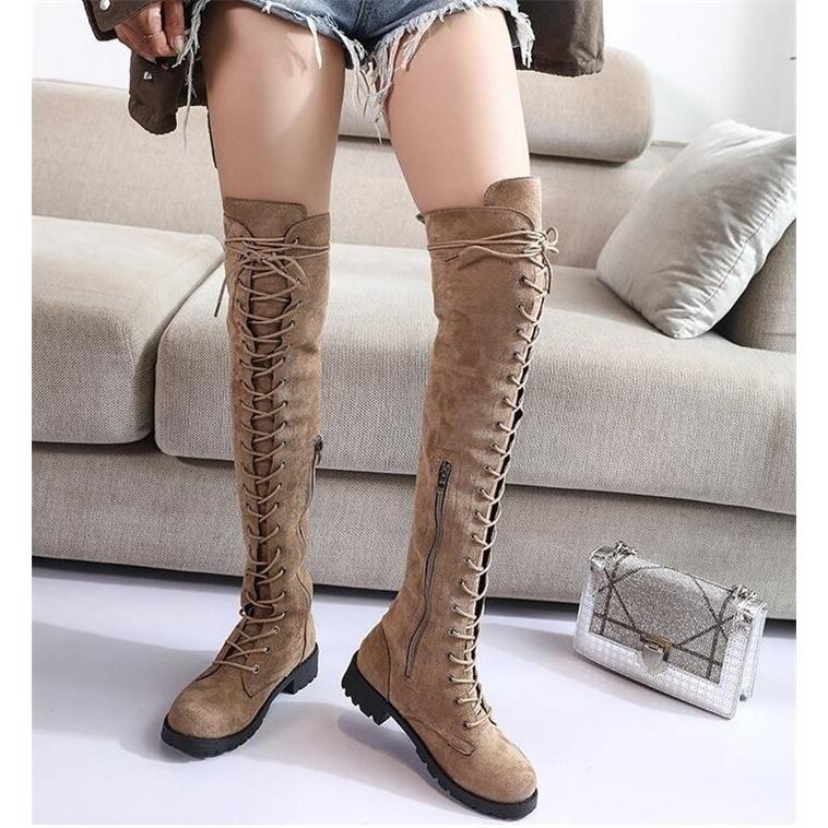 レディース ブーツ サイドジップアップ ロングブーツ スエード