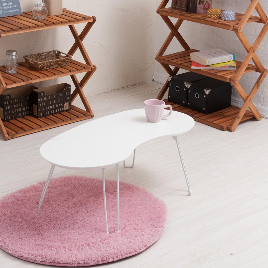 人気海外一番 美しい曲線と木目が印象的なローテーブル ポワテーブル 机 木目鏡面 折りたたみ 北欧風 豆型 丸型 完成品 Nk 845 送料込み 折り畳み式テーブル ちゃぶ台 Cisama Sc Gov Br