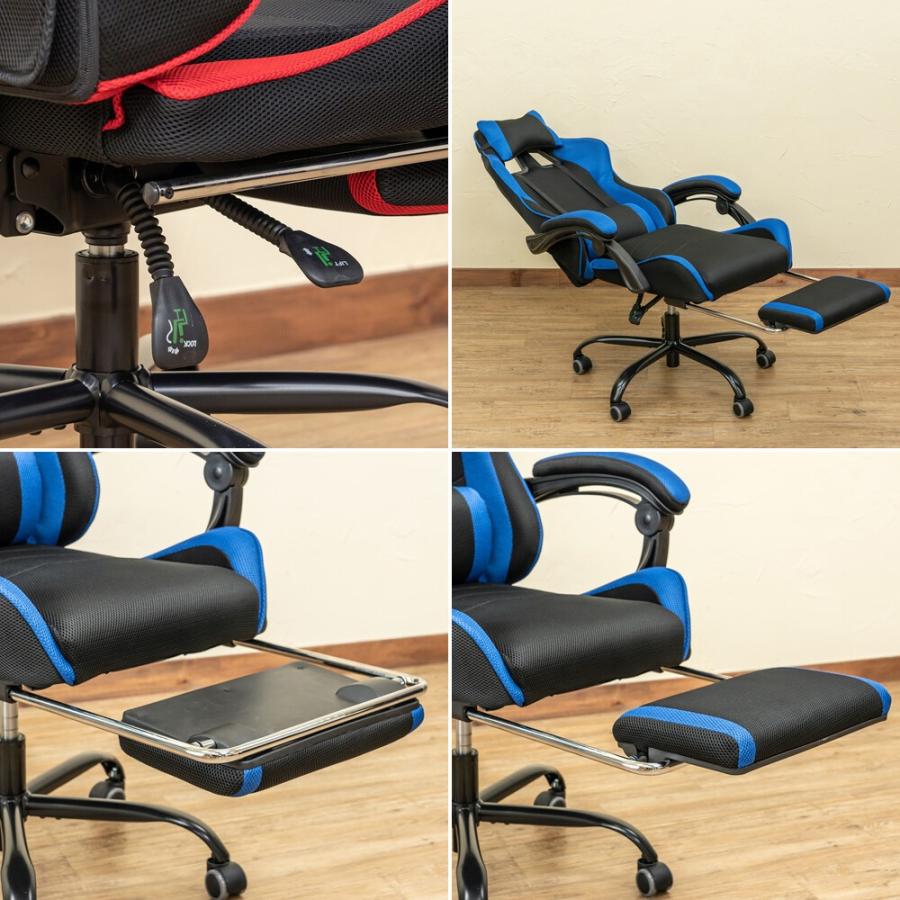 フルフラットメッシュレーシングチェアブラック