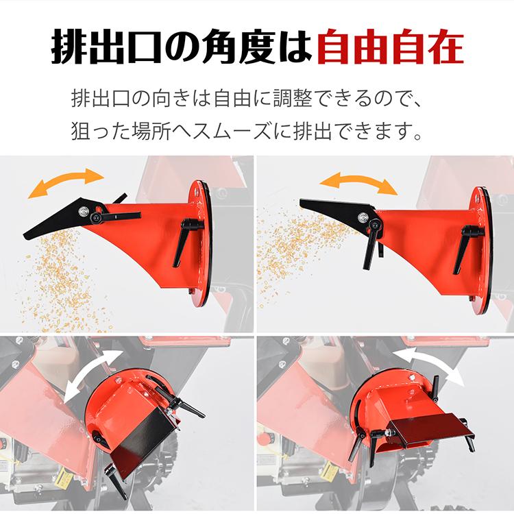 ウッドチッパー 粉砕機 大型 7馬力 エンジン 50mm 竹 枝 複数投入口 草