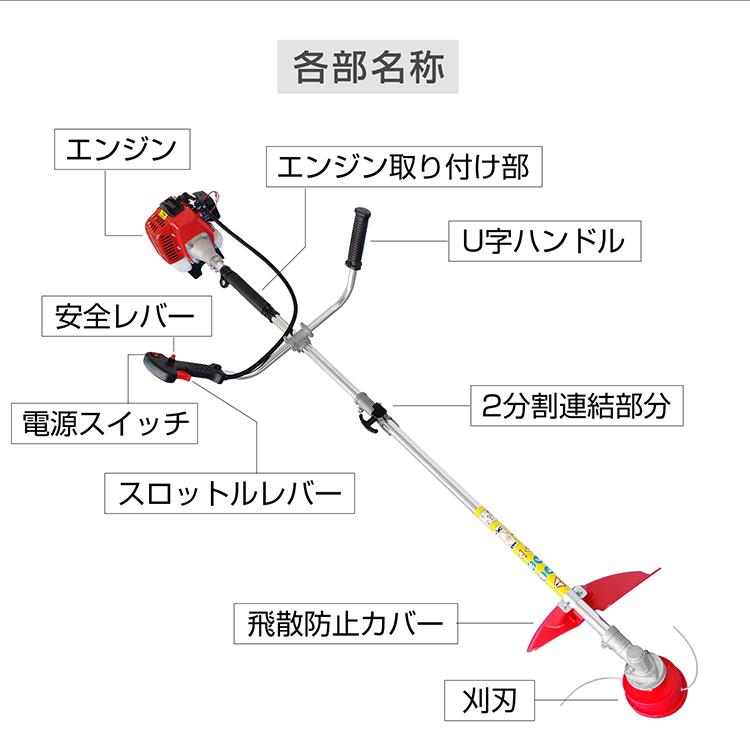 草刈り機 草刈機 エンジン 刈払機 芝刈り機 チップソー2枚 2サイクル 2