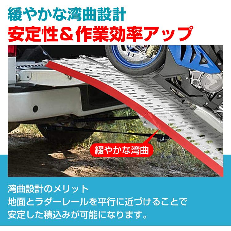 【2個セット】 ラダーレール 折りたたみ 二つ折り 軽量 アルミブリッジ アルミスロープ ベルト付き アルミ スロープ 歩み板 バギー バイク 農機具 ny477a｜akaneashop｜07