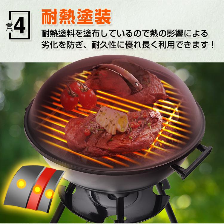 バーベキューコンロ ステーキ バーベキューグリル コンロ 蓋付き 丸型 燻製器 スモーク 薪 ストーブ BBQ グリル キャンプ アウトドア 焚き火 炭焼き お花見｜akaneashop｜06