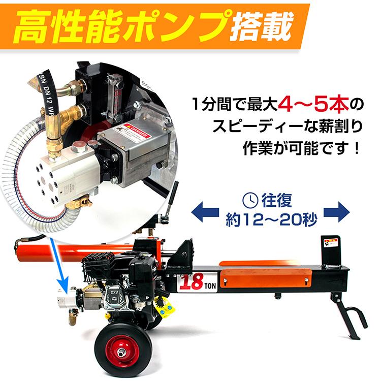 薪割り機 薪割り 18t 電動 油圧 エンジン ウッドスプリッター クサビ くさび 薪割りクサビ キャンプ薪割り キャンプ 自動 タイヤ 林業 薪ストーブ 暖炉 焚き火の画像