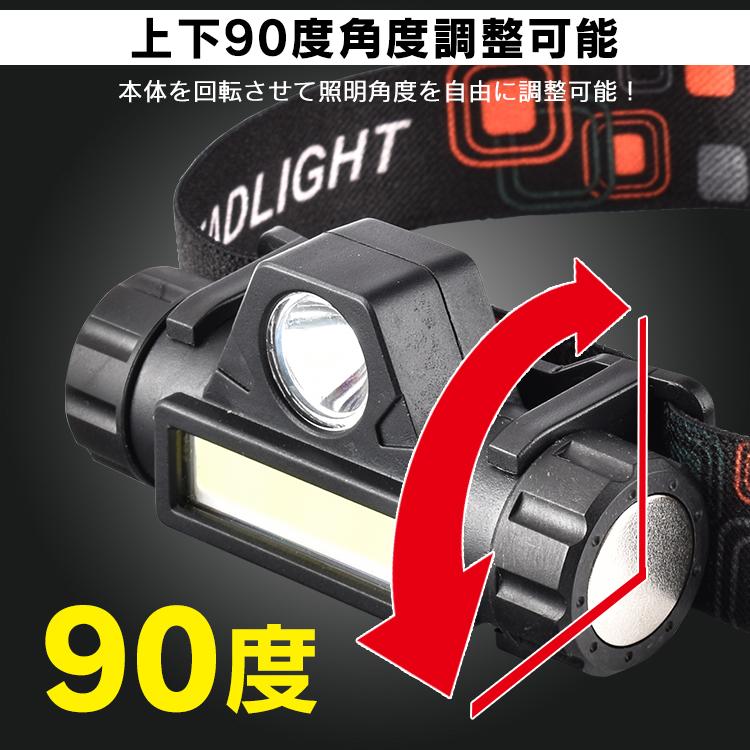 ヘッドライト LED 軽量 USB 充電式 高輝度 ヘッドランプ IPX5 COB 防水