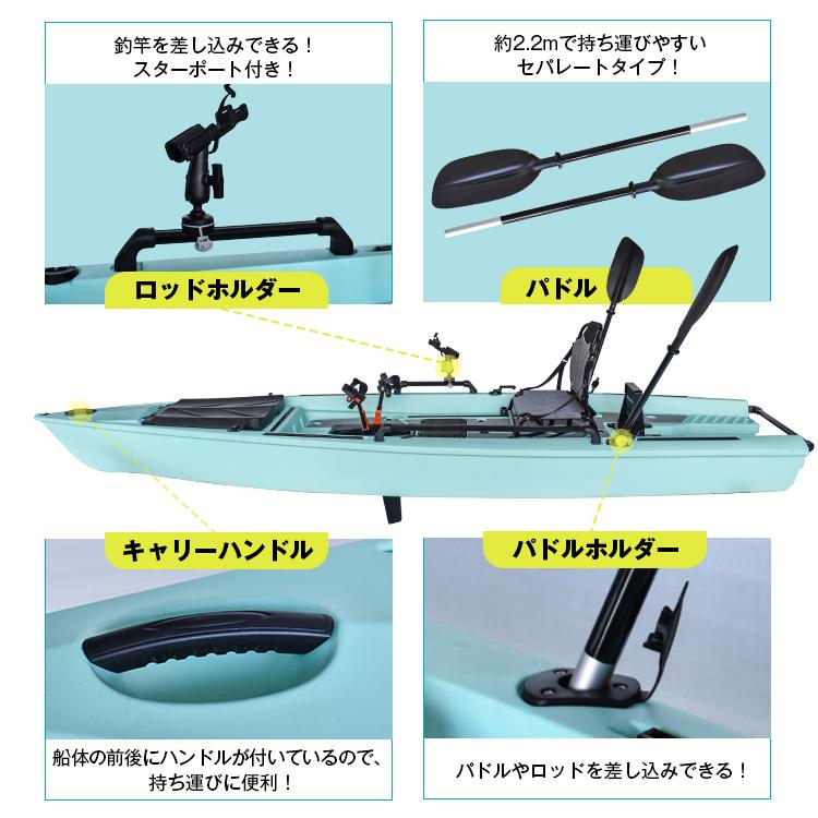 カヤック ペダル式 フィッシングカヤック ペダル 手漕ぎ 足漕ぎ 船外機 シーカヤック パドル フィッシング 釣り カヌー ボート 海 湖 川 船 3WAY操縦 od593｜akaneashop｜13