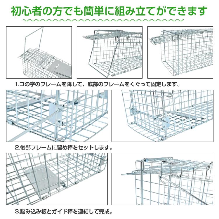 捕獲器 折りたたみ 踏板式 Sサイズ 全長60.5cm アニマルトラップ 箱罠