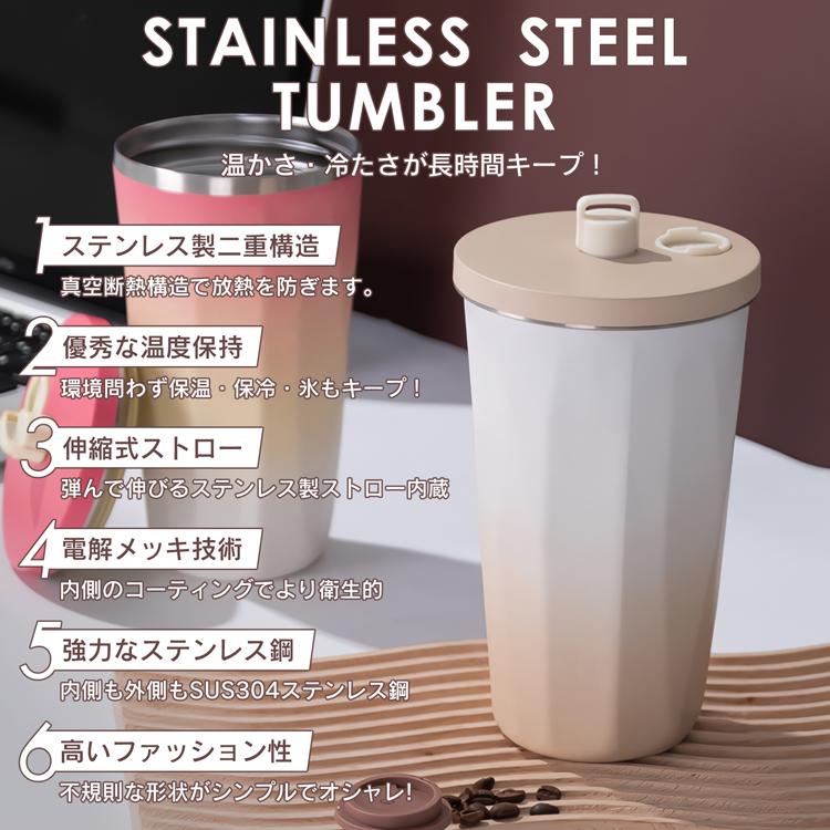 タンブラー ストロー付き SNS話題 蓋付水筒 600ml 大容量 保温 タンブラー ストロー付き SNS話題 蓋付水筒 600ml 大容量 保温