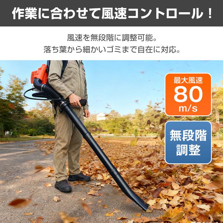 エンジンブロワー 背負い式 ガソリン式 エンジン式 燃料 ブロワー ブロアー ブロア 落ち葉 清掃 送風機 ゴミ清掃 掃除 除雪 2サイクル 庭 農地 強力 43cc 小型の画像