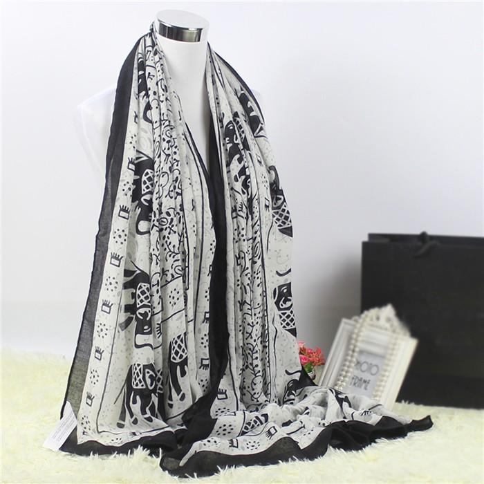 数量限定 ストール ショール 大判 ブラック 象 ゾウ ポヘミア スペイン