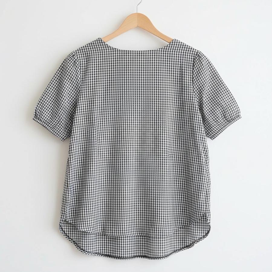 新品★Rene★DM掲載★透け感が可愛いチェック柄チュニック★38★41800円 数量限定 レディース チュニック ギンガムチェック柄 半袖 ボート