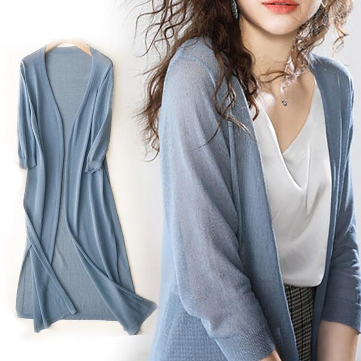 ロングニットカーディガン 薄手 レディース 夏 Uvカット 半袖 スリット ニット 無地 長い 着痩せ シンプル 透け 涼しい 春 軽く ゆったり 193 A B Outlet 通販 Yahoo ショッピング