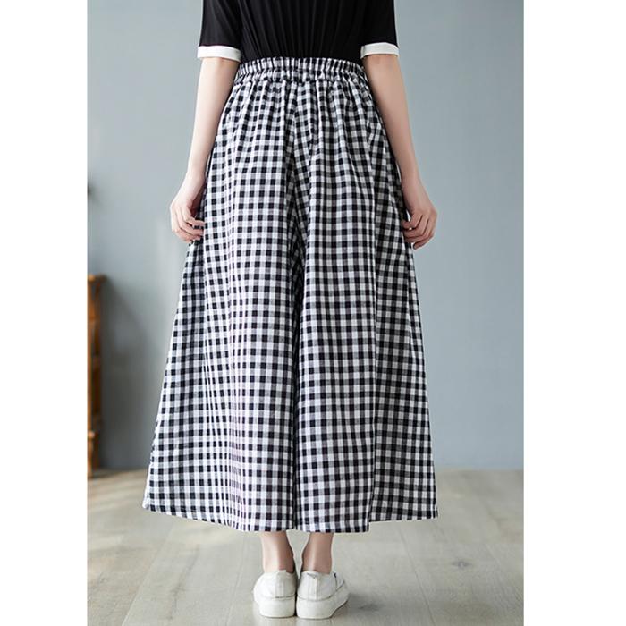 数量限定 レディース ギンガム チェック柄 ワイド ガウチョ パンツ