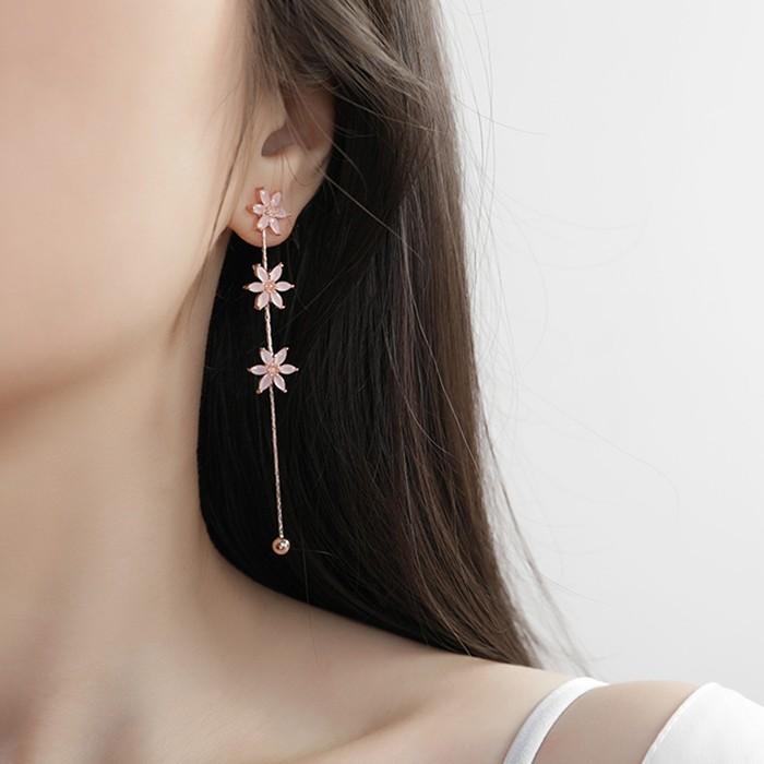 数量限定 ピアス 桜 さくら サクラ ピンク ロング 揺れる おしゃれ
