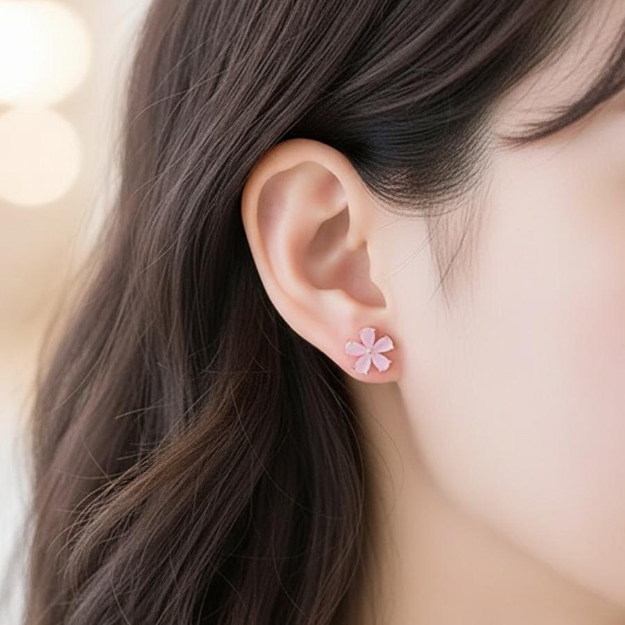 数量限定 ピアス 桜 さくら サクラ ピンク フラワー 花 モチーフ