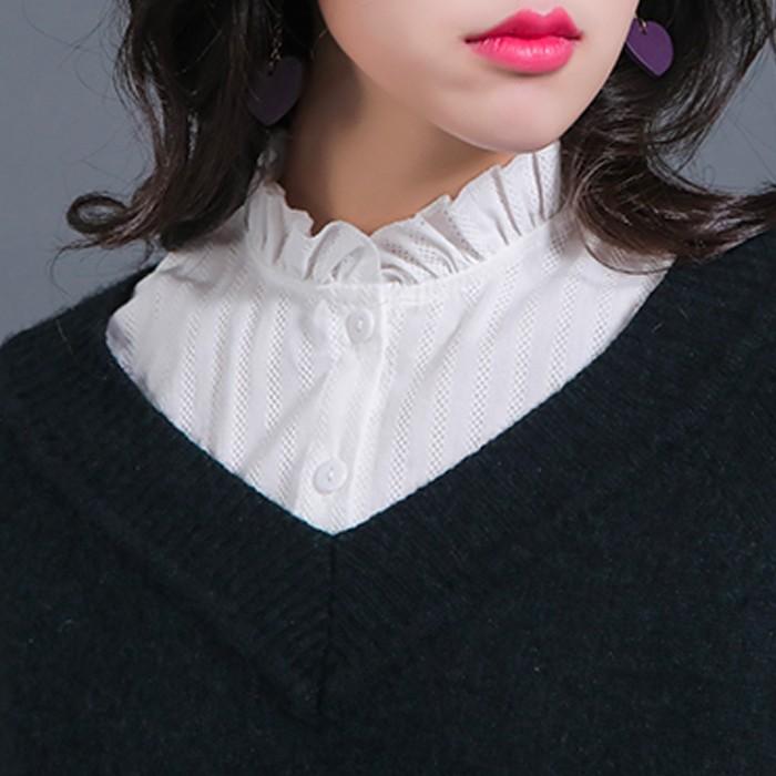 数量限定 つけ襟 フリル ハイネック シャツ レディース 可愛い