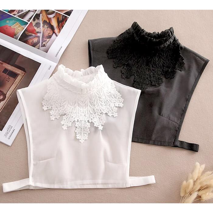 つけ襟 付け襟 シャツ レディース レース 可愛い 花柄 フリル ハイネック ツケエリ ホワイト ブラック 女性 かわいい エリ 襟 スタンドカラー ノースリーブ 456 A B 通販 Yahoo ショッピング