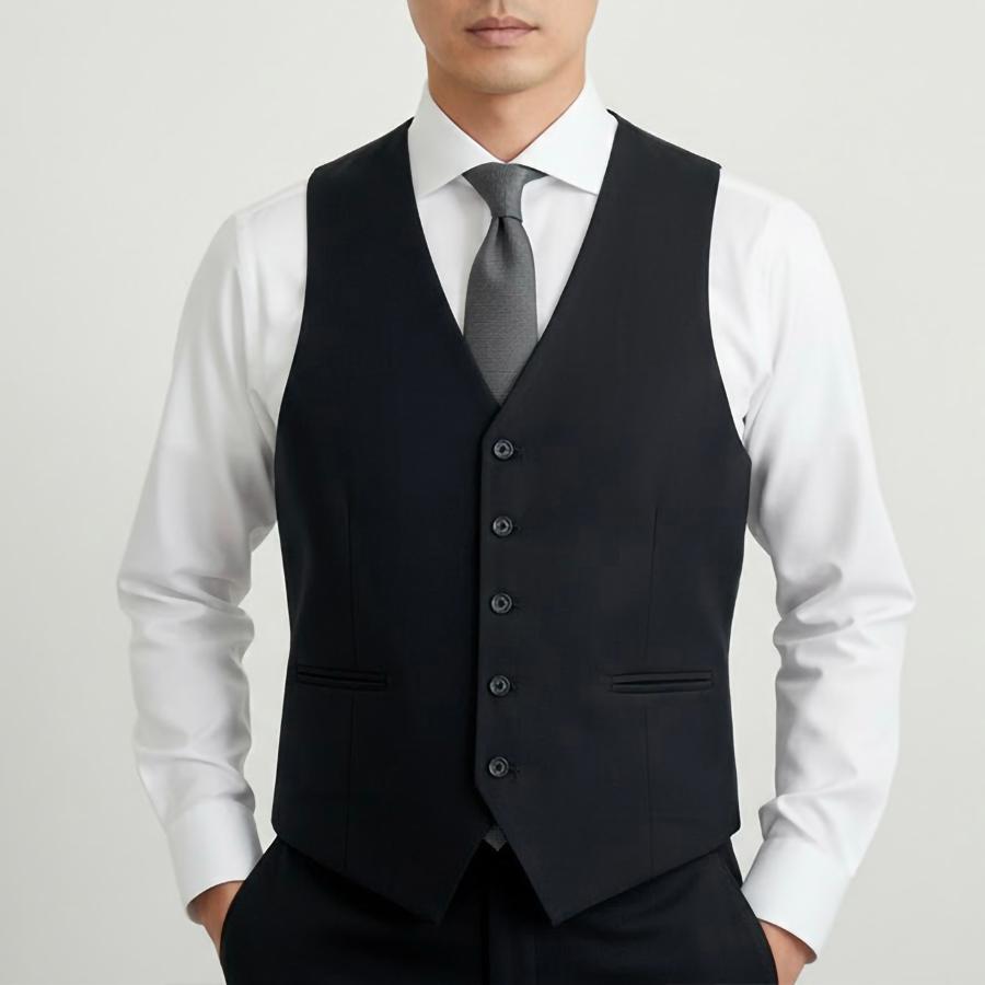 数量限定 ジレベスト フォーマルベスト メンズ 無地 前開き Vネック