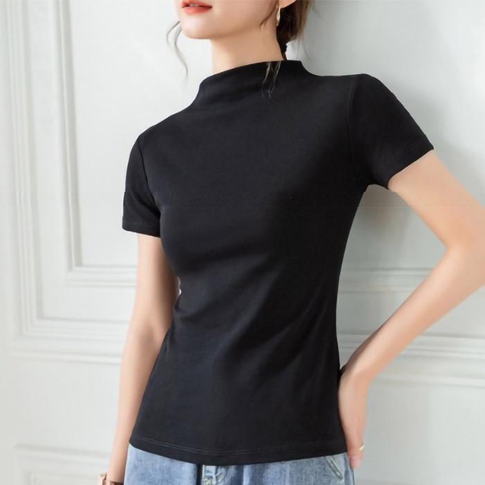 数量限定 レディース Tシャツ カットソー 半袖 ハイネック スタンド