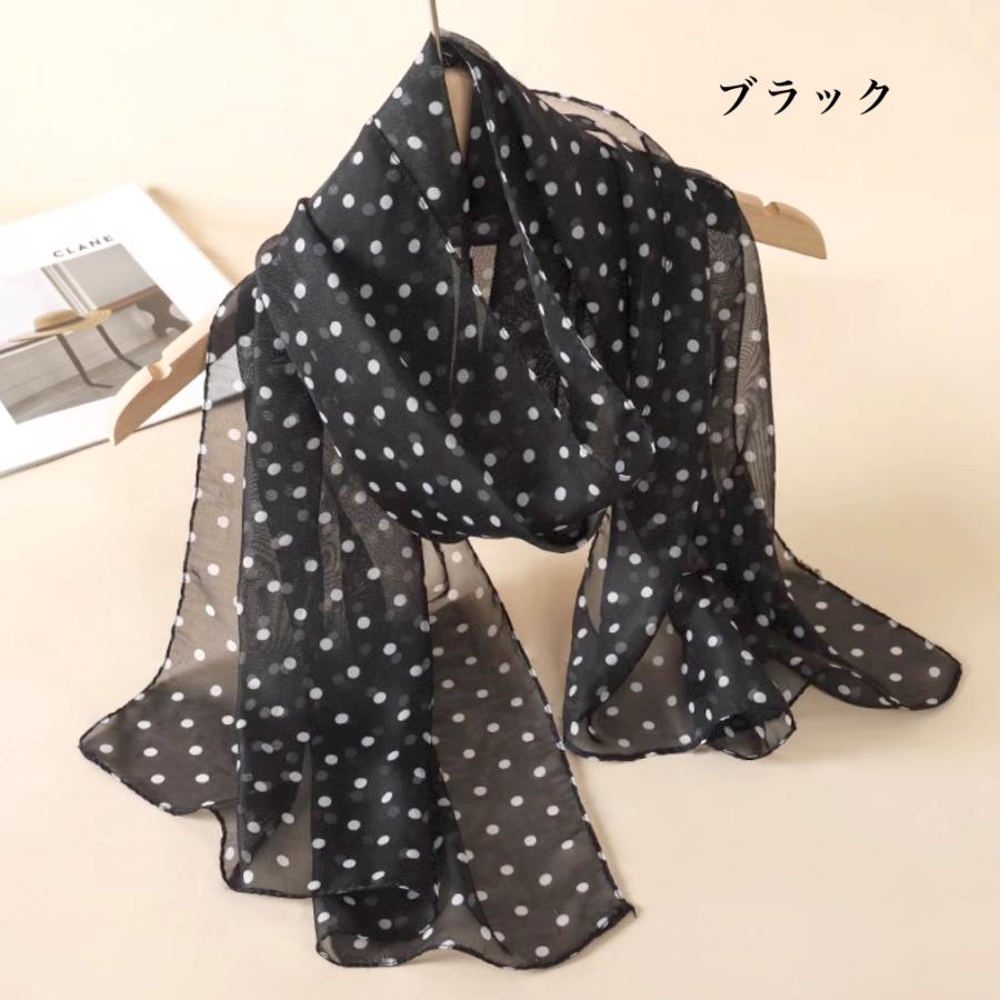 数量限定 レディース ストール ドット柄 スカーフ 薄地 シフォン 透け