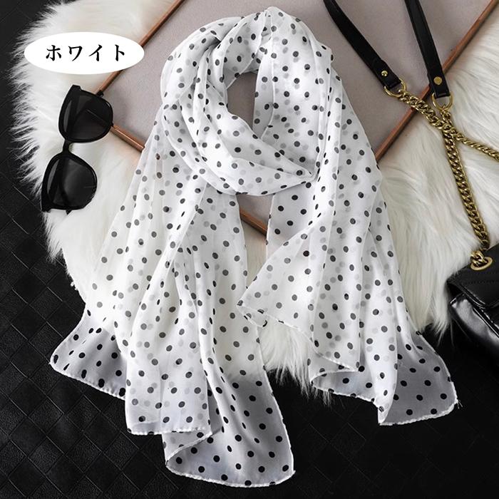 数量限定 レディース ストール ドット柄 スカーフ 薄地 シフォン 透け
