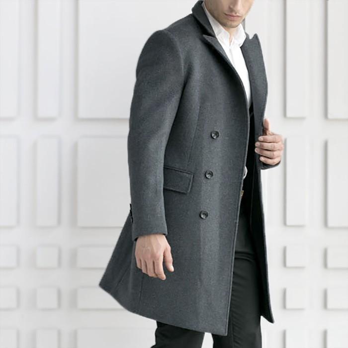 メンズアウター チェスターコート ジャケット 冬 カシミヤ 厚地 暖かい ビジネス 出勤 無地 ダークグレー シンプル 男性 ミディアム ボタン留め L 93 A B 通販 Yahoo ショッピング