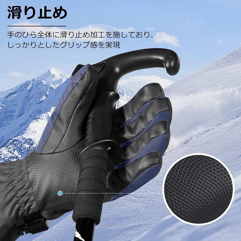 Kemolpo スノボ グローブ スノーボード スキー 手袋 防寒手袋 防水 スマホ対応 保温 通気性 滑り止め付き 5本指 立体裁断 厚手