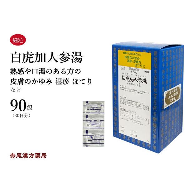 白虎加人参湯 ビャッコカニンジントウ 三和生薬 エキス細粒90包 のどの渇き ほてり 湿疹 皮膚炎 皮膚のかゆみ 第2類医薬品 びゃっこかにんじんとう