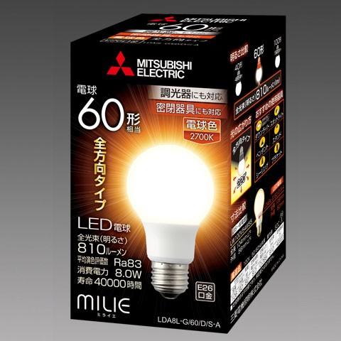 三菱 Led電球 一般電球形 60w形相当 電球色 口金e26 全方向タイプ 調光器対応 Lda8l G 60 D S A あかり電材 通販 Yahoo ショッピング