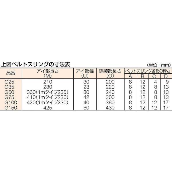 トラスコ中山（TRUSCO） ［G150-80］ ベルトスリング ＪＩＳ３等級 両端アイ形 １５０ｍｍＸ８．０ｍ G1 G15080_6