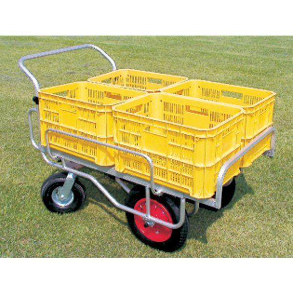 ハラックス ［CHJ2000］直送 代引不可 アルミ製運搬車 愛菜号 前輪１３×３Ｔ後輪３５０×４エアー入２輪自在タイプ 積載面９５０〜１１５０×７０_2
