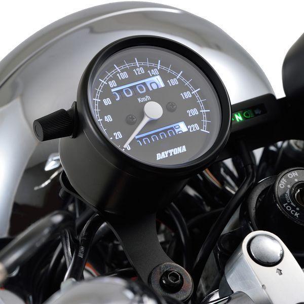 デイトナ DAYTONA 15623 デイトナ バイク用 機械式スピードメーター φ60 ホワイトLED照明 220km／h ブラックボディ ブラック_1